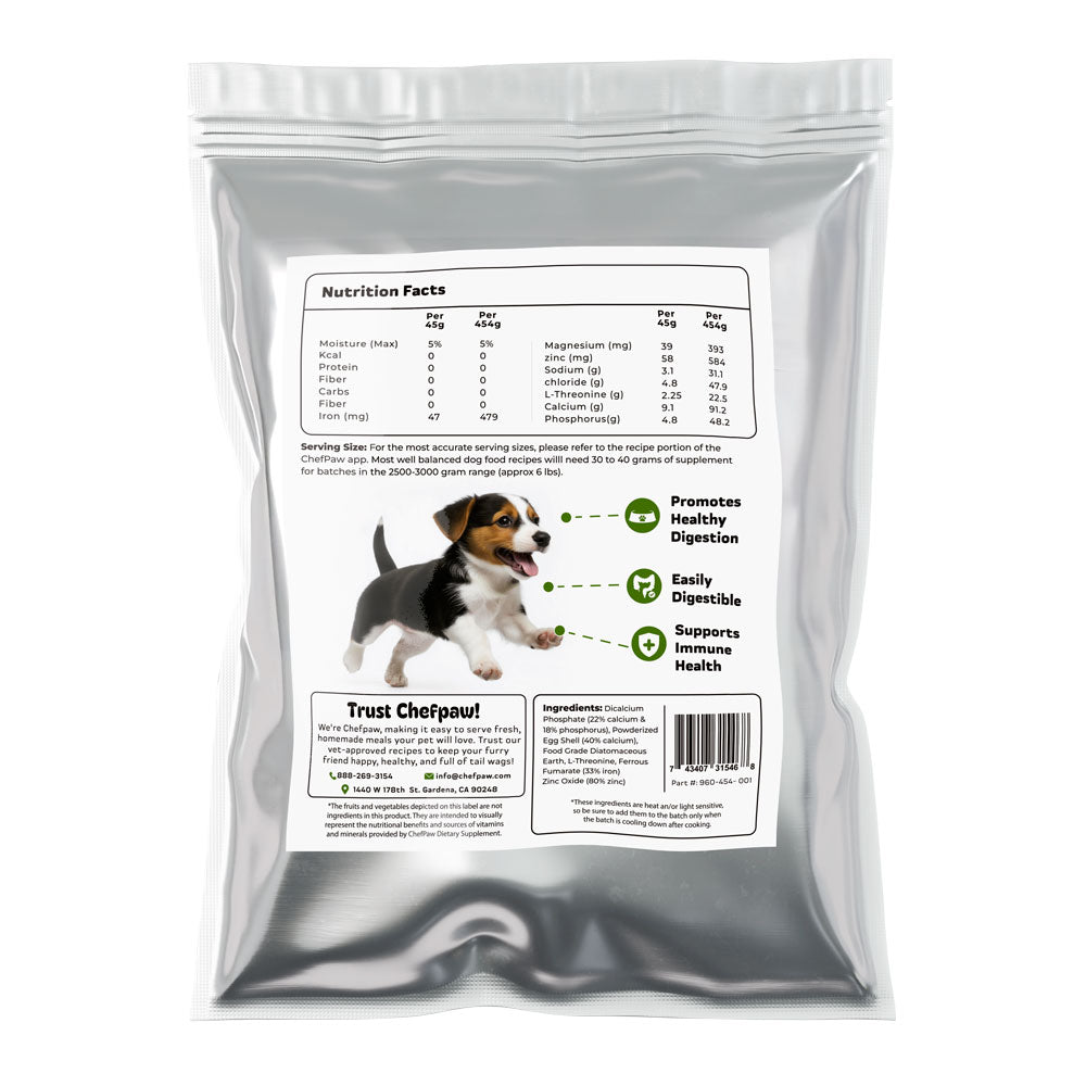 ChefPaw Nutrition Booster for Puppies back of label